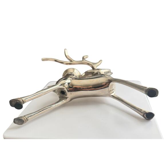 Pottery Barn Silver Plated Reindeer Deer Taper Candle Holder Figurine - Picture 3 of 4